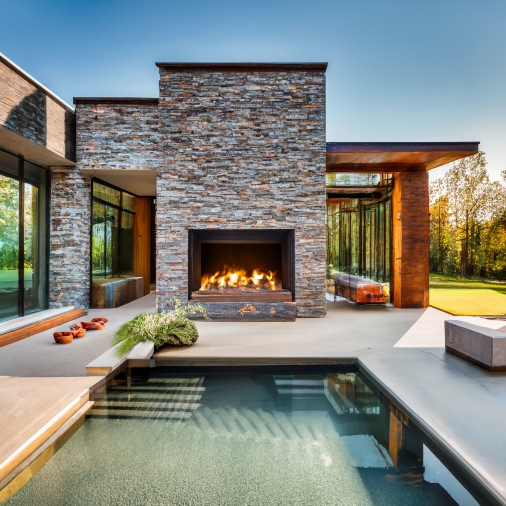 Fireplace with Integrated Waterfall