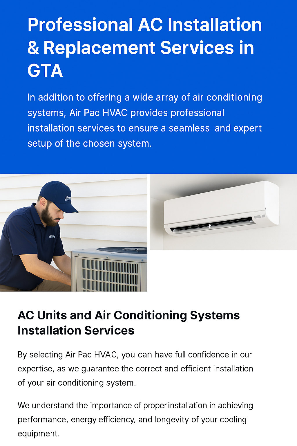 AC Units and Air Conditioning Systems Installation Services